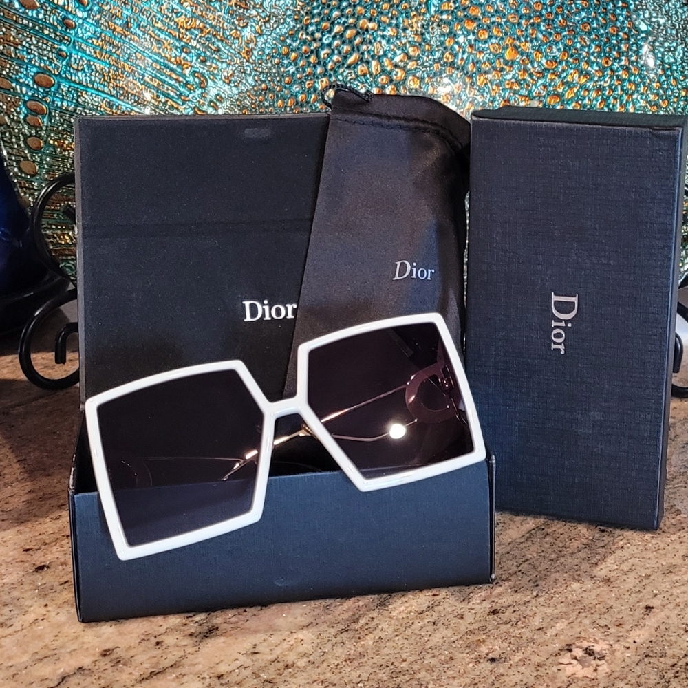 Authentic Dior White Square Sunglasses
